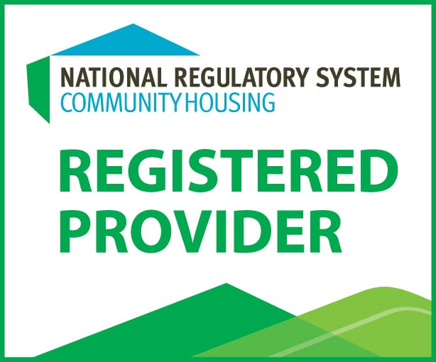 Official National Regulatory System for Community Housing (NRSCH) logo representing FEAT's registered status.